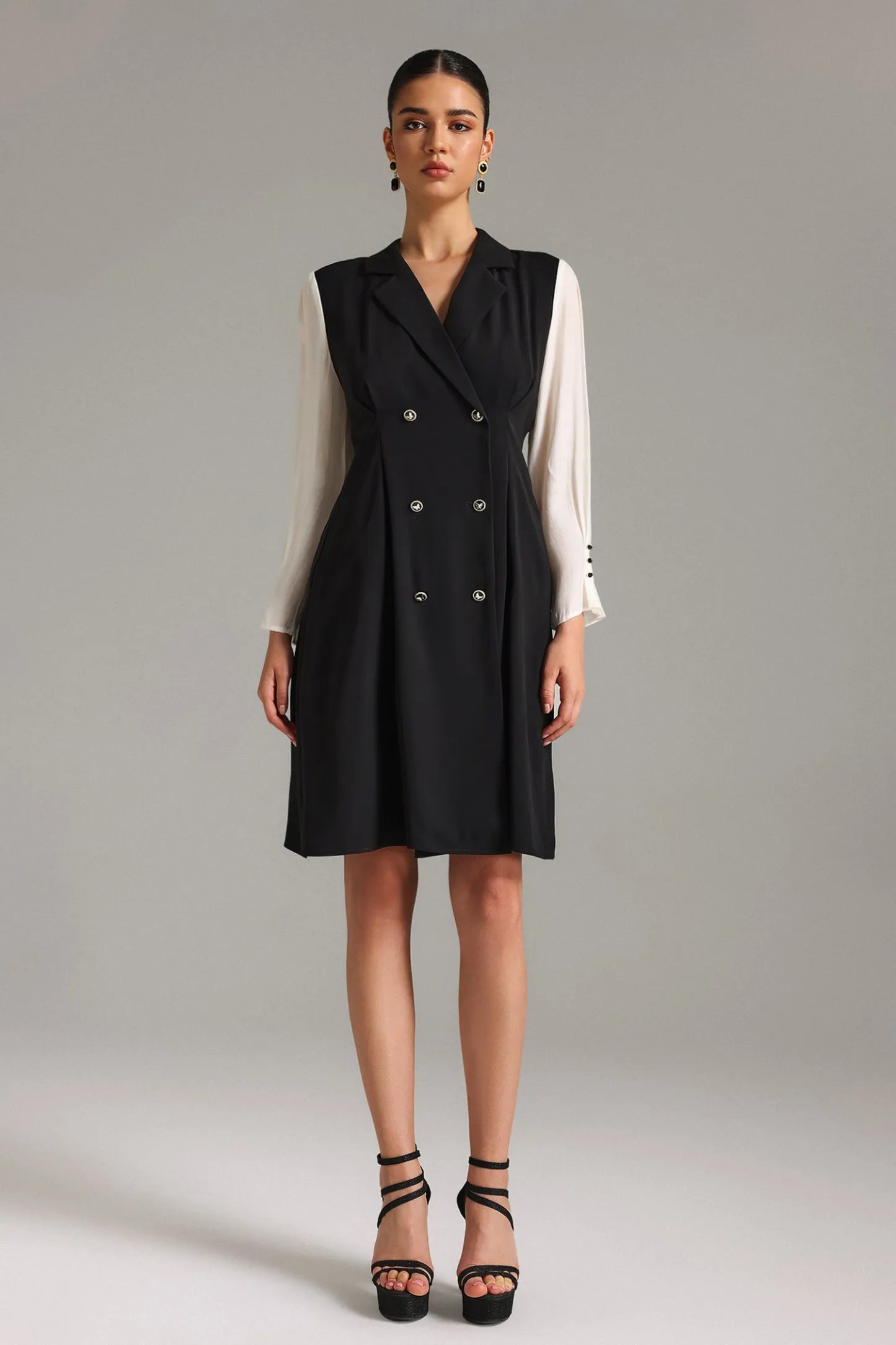 Fea Mesh Sleeves Midi Dress