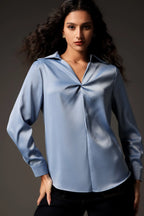 Pae V-Neck Long Sleeves Satin Top