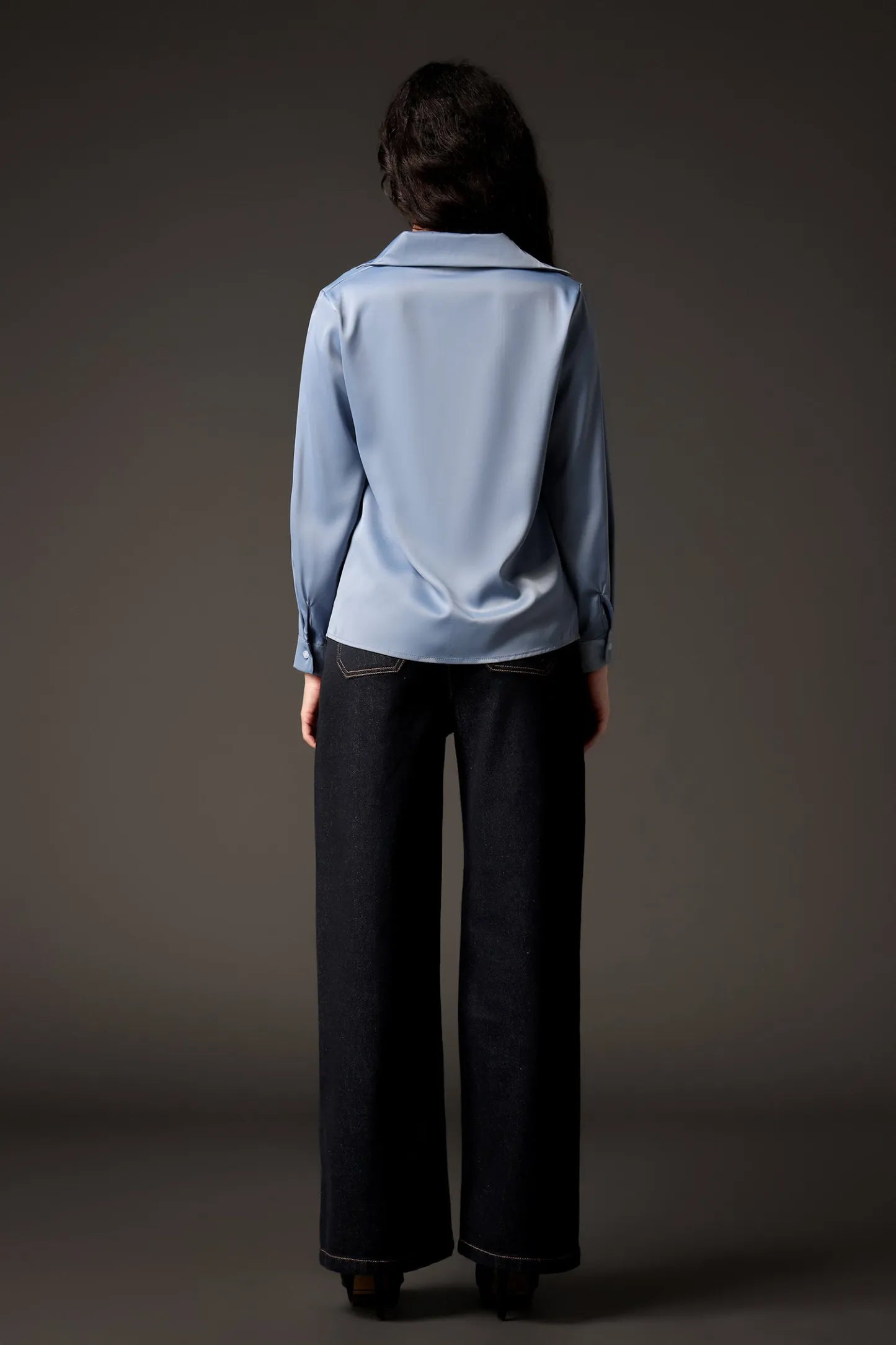 Pae V-Neck Long Sleeves Satin Top