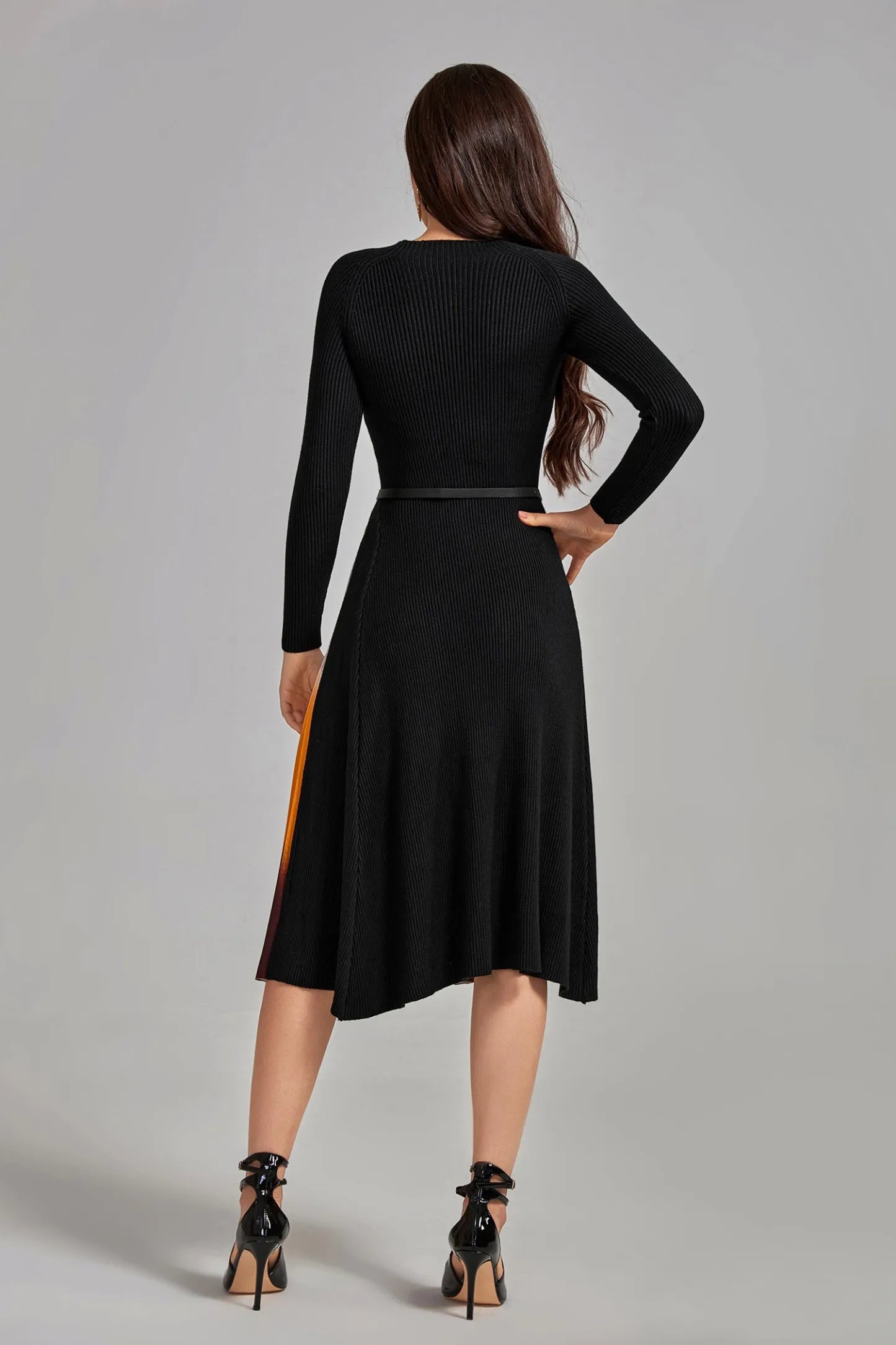 Rae Gradient Patchwork Pleated Midi Dress