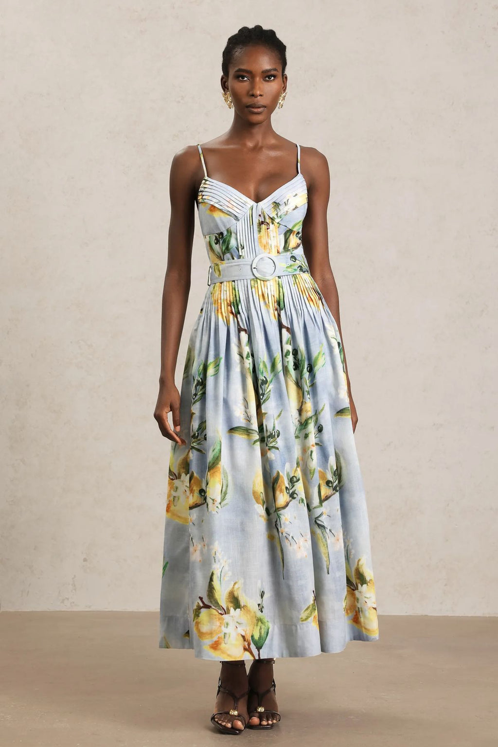 Freya Halter Printed Folds Maxi Dress