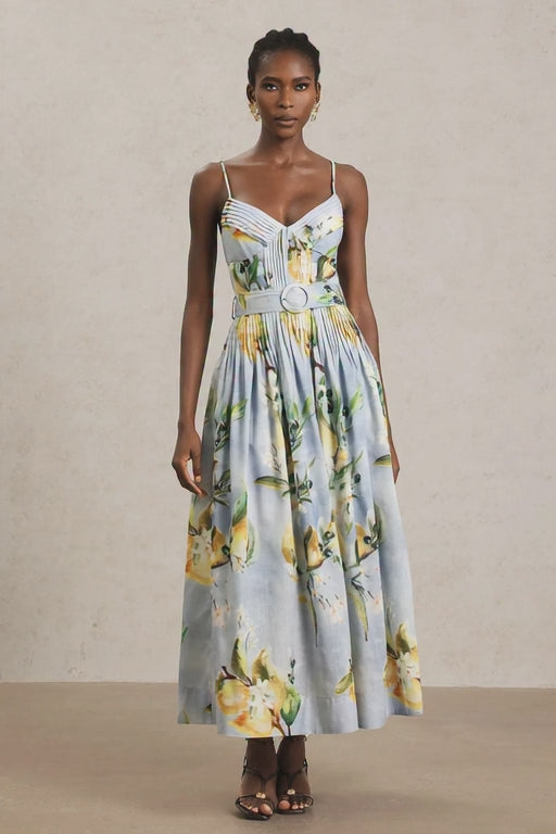 Freya Halter Printed Folds Maxi Dress